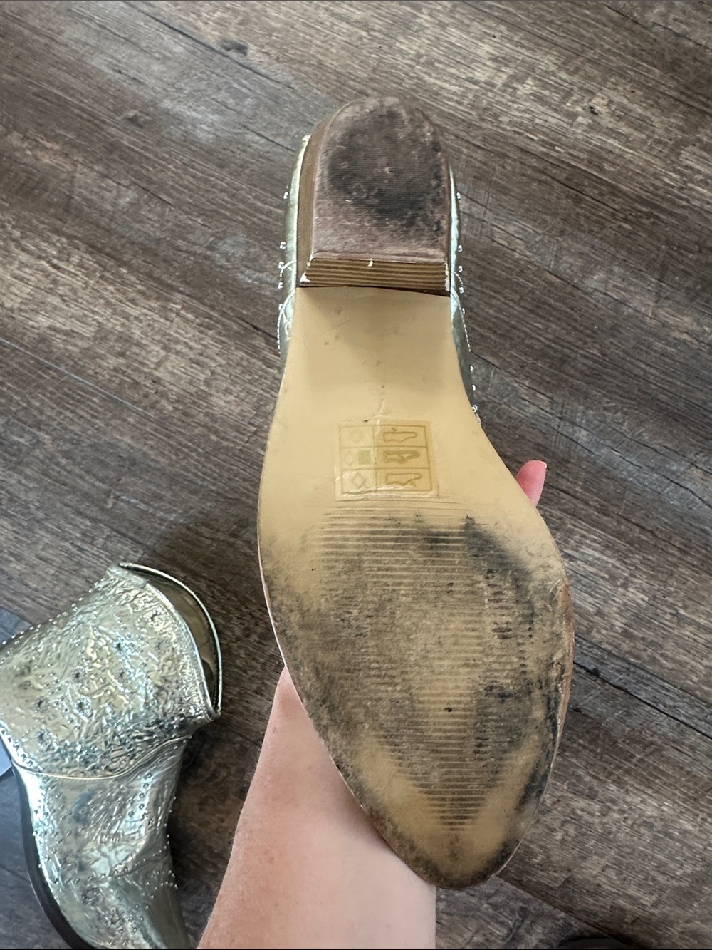 Free People vegan Leather Gold western/ cowboy boot - Picture 14 of 16